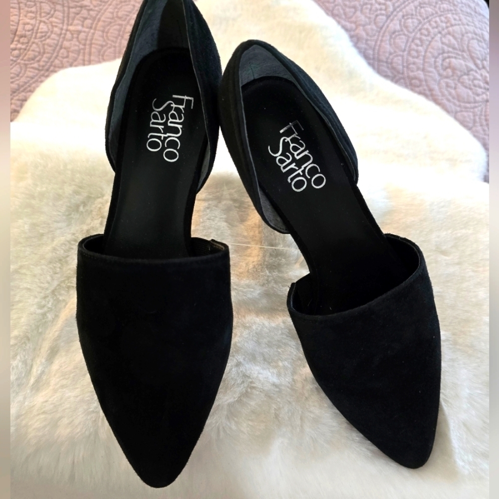 Franco Sarto Black Flats Sleek Suede Loafers